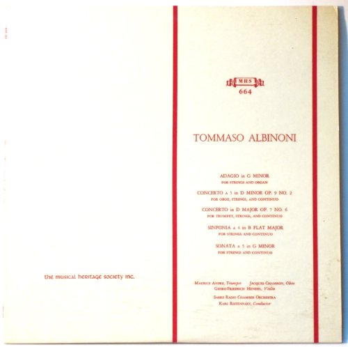 Albinoni: Adagio in G Minor / Concerto A 5 in D Minor Op. 9 No. 2 / Concerto in D Major Op. 7 No. 6 / Sinfonia A 4 in B Flat Major / Sonata A 5 in G Minor