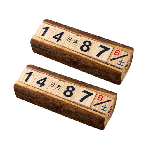 COHEALI 2pcs Wooden Desktop Calendar DIY Table Decoration Small Size Manual Perpetual Date Display Creative Home Office Classroom Ornament