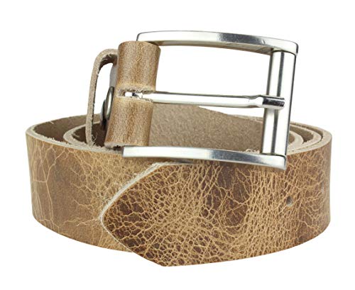 2Store24 Correa de la Mezclilla De Cuero de Vaca/Cinturón de Cuero Autentico/Hombre/Alta Calidad Hebilla, Negro, Braun Etc
