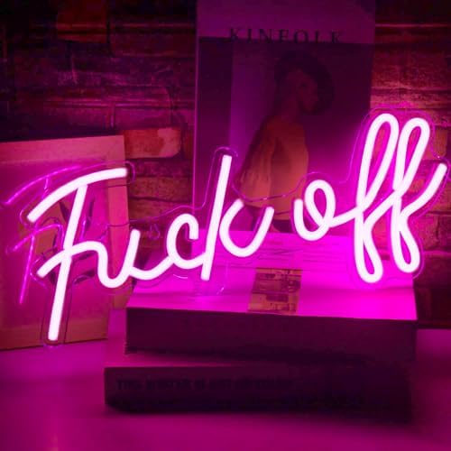 Neon Sign Fuck Off Pink Neon Lights USB Switch Operated Real Wall Signs for Bedroom Wall Art Decor Letter for Game Room Bar Office Decorative Aesthetic Gifts for Party Holiday Christmas