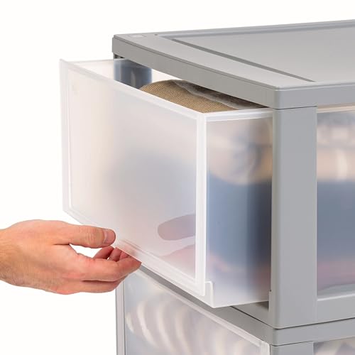 Under Bed Storage Drawers, 30 Qt Large Plastic Bins, Clear with Gray Frame, Stackable Modular Design, 19.18 x 15.75 x 9.87 Inches, 2 Pack - Image 7