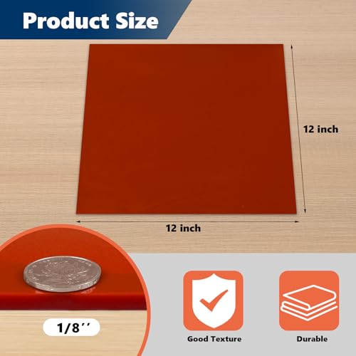 Image of Red Silicone Rubber Sheet, 12 inch Wide x 1 /8 inch Thick x 12 inch Long WochiTV High Temperature Rsistant Rubber Mat for DIY Gaskets Material, Pads, Sealing, Cushion, Microwave Oven Protection