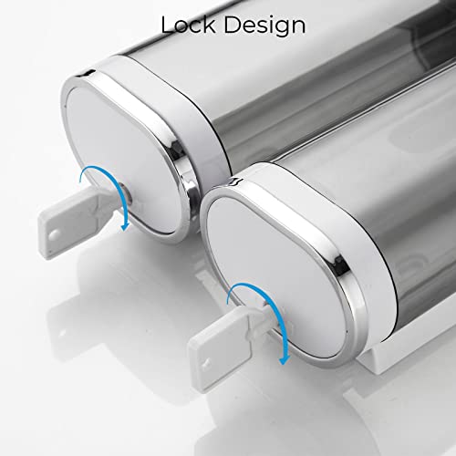 Modunful Shower Dispenser 2 Chamber No Drill Wall Mounted Shampoo & Conditioner Dispenser for Bathroom Shower Wall Mounted Shampoo Conditioner Body Wash Dispenser for Bathroom,Large Capacity(White) - Image 3