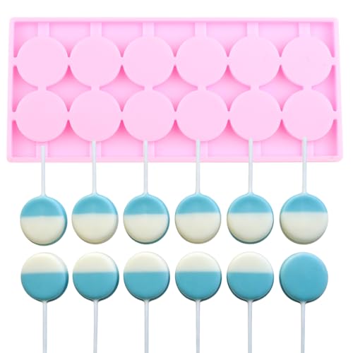 12-Capacity Round Candy Mold Lollipop Silicone Molds For Hard Candy