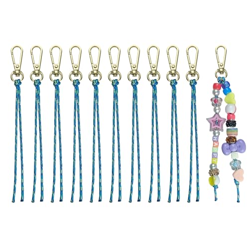 DIY Beadable Keychain Making Kit 10 Pcs Gold Lobster Clasps with 5 Meters 2mm Braided Rope Cut-to-Length Lanyard Cord for Silicone Focal Beads Boho Craft Supplies (Gold 10 pcs-01)