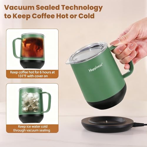 Image of Happiness Self-Heating Coffee Mug,12oz Temperature Control Smart Cup