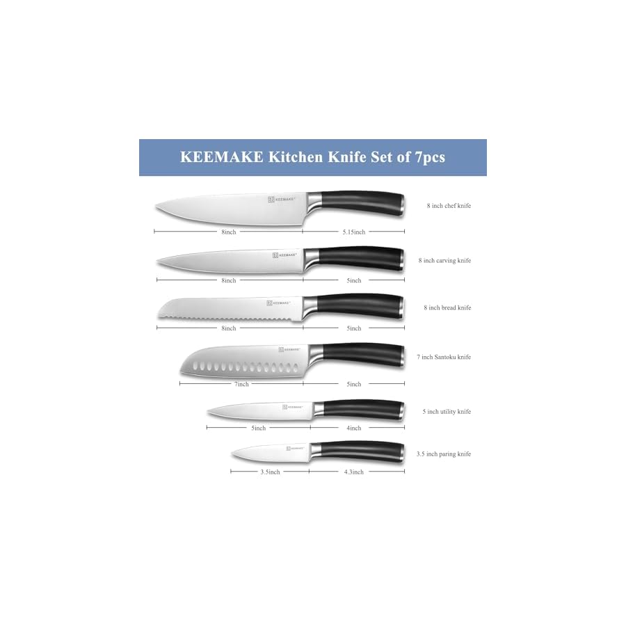 KEEMAKE-Kitchen-Knife-Block-Set-7Pcs-Kitchen-Knives-with-Magnetic-Knife-Holder-High-Carbon-Stainless-Steel-Chef-Knife-Set-with-Block-Ultra-Sharp-Knives-Set-for-Kitchen-With-Ergonomic-Handle KEEMAKE Kitchen Knife Block Set - 7Pcs Kitchen Knives with Magnetic Knife Holder, High Carbon Stainless Steel Chef Knife Set with Block, Ultra Sharp Knives Set for Kitchen With Ergonomic Handle