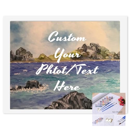 Custom Paint by Numbers Kit for Adults Beginner,Personalized Paint by Number, DIY Canvas Oil Painting Make Your Picture,Wall Decor Gift for Family Friends Pets Home Decor (No Frame, 12inX16in)