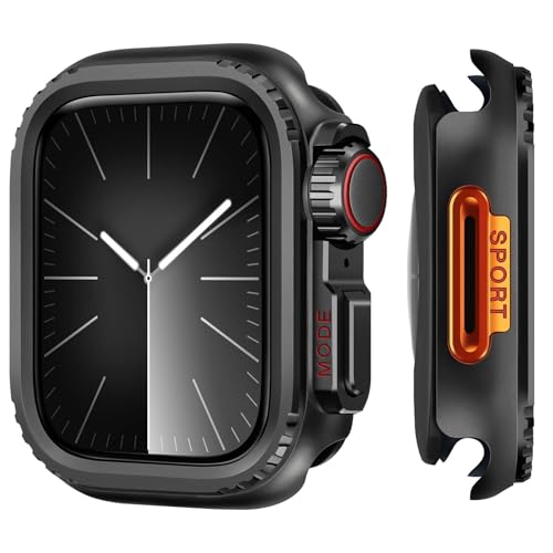 Funda Apple Watch Serie 9 8 7 45mm protector metalico antichoque color negro