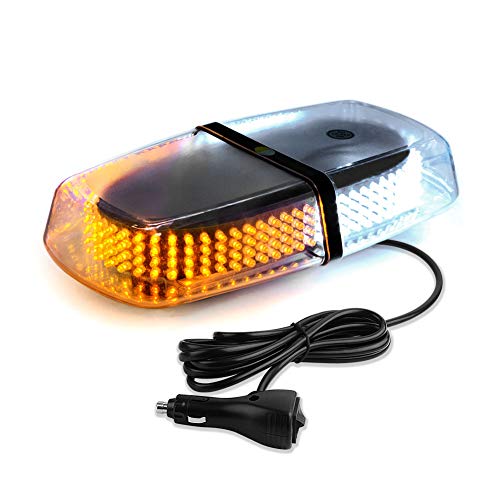 YITAMOTOR 240 LED Roof Top Mini Strobe Lights, High Intensity Emergency Safety Warning LED Strobe Light bar with Magnetic Base for Construction Vehicles, Trucks, Car (Amber/White)