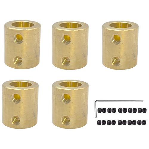 5Pcs 8mm to 12mm Brass Rigid Motor Shaft Coupling Coupler Transmission Connector Sleeve Adapter for RC Boat Car Airplane 3D Printers
