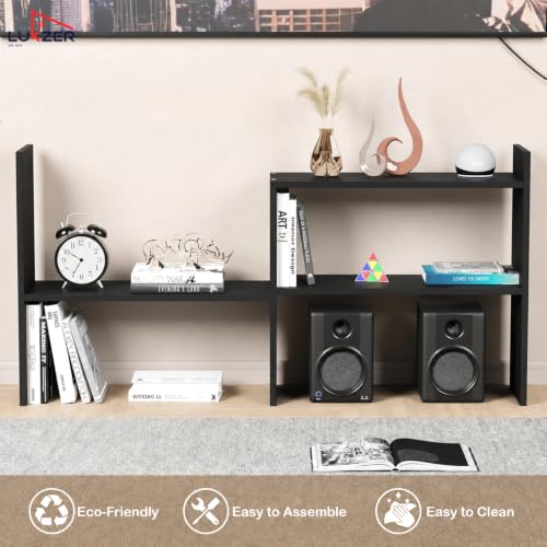 Image of Lukzer MR-011 Black Adjustable 5-Tier Bookshelf | Multi-Functional Storage Rack for Living Room, Bedroom, Home, Office & Kitchen|Engineered Wood Bookcase|121x61x24cm| DIY Bookshelves | Made in India