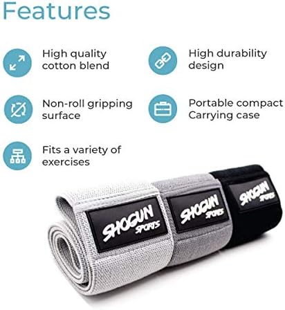 Miniatura 2 de Shogun Sports Bandas de resistencia de cadera. Juego de 3 bandas de tela para la cadera para activación de glúteos, ejercicios de glúteos y