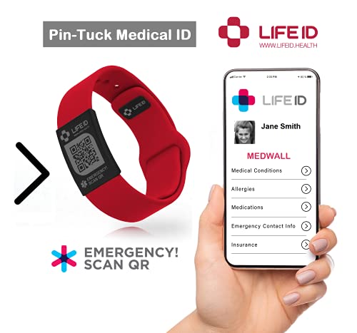Life Id Medical Alert Bracelet For Men & Women I Edit Information Anytime I Free Profile Dashboard I No Subscriptions Fees I Qr Coded #TOP3