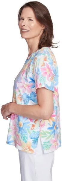 Alfred Dunner Key Item Butterfly Floral Cotton Top Short Sleeve - Image 3