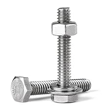1/4-20 x 2 Hex Head Bolts Screws, Nuts, Flat and Lock Washers Assortment Kit, 304 Stainless Steel18-8, Bright Finish, Machine Fully Thread 10Sets