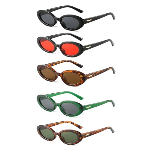 LJCZKA Retro Oval Small Frame Sunglasses for Women and Men, Vintage Tiny Oval Sunglasses Fashion Shades UV400 Protection - Image 8