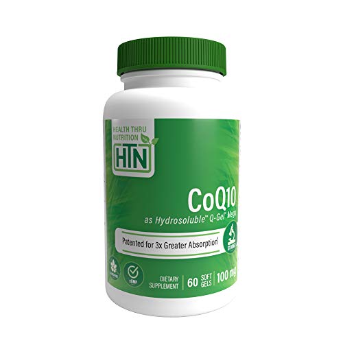CoQ10 100mg Hydrosoluble (as Q-Gel Mega) 300% Greater Absorption 60 Softgels by Health Thru Nutrition