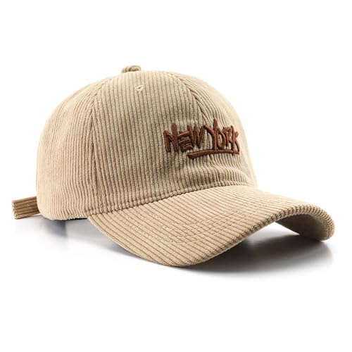New York Hat Marble Texture Corduroy Baseball Cap Unisex Sun Hat Trucker Cap Dad Hat (Khaki)