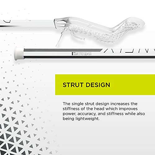 Epoch 2021 Women\'s Lacrosse Factory Set Up Complete Stick, Dragonfly Purpose 15° PRO 32\" Shaft, Slim Concave Geometry, 7/8\" Diameter, iQ9, Pro Mesh Pocket, White-S32