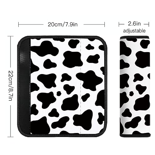 Image of Car Seat Belt Pad Cover, 4-Pack Soft Car Safety Seat Belt Strap Shoulder Pad for Adults and Children, Suitable for Car Seat Belt, Backpack, Shoulder Bag (Cow Pattern)