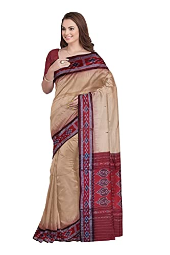 Image of COTTONSILK & KHANDUAPATA Sambalpuri Handloom Saree Women's Cotton Saree Odisha Handloom Handmade Pure Cotton Khandua Natural Cotton Ikat Sambalpuri Saree For Women ikat Handloom Saree For Women