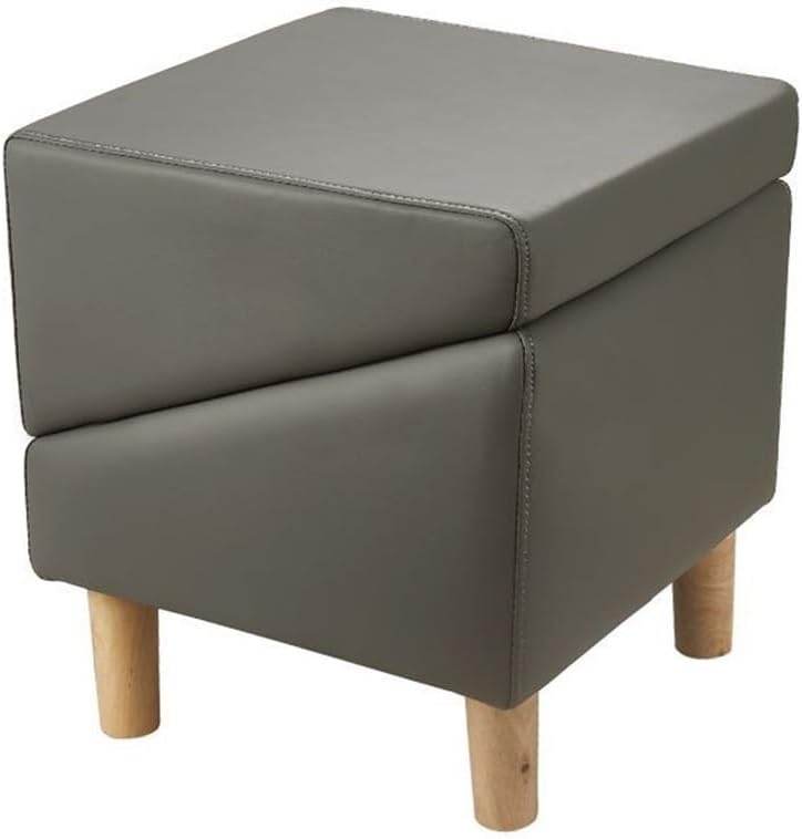 2-in-1 Dog Ramp Ottoman, Foldable Dog Step Stool with Removable Non-Slip Pad, Faux Leather Pet Stair for Young, Injured, and Elderly Pets(Gray)