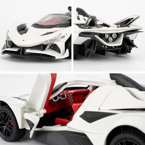 Image of 1 /24 Apollo EVO Alloy Car Model Pull Back Function with Realistic Sound & Bright LED Lights Perfect Toy Car for Kids & Collectors (White)