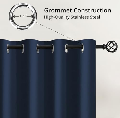 Image of Cloth Fusion 90% Blackout Door Curtains 8 Feet Long Set of 2, Room Darkening Parda with Stainless Steel Grommets for Home Decor (8x4 Feet, Indigo Blue)