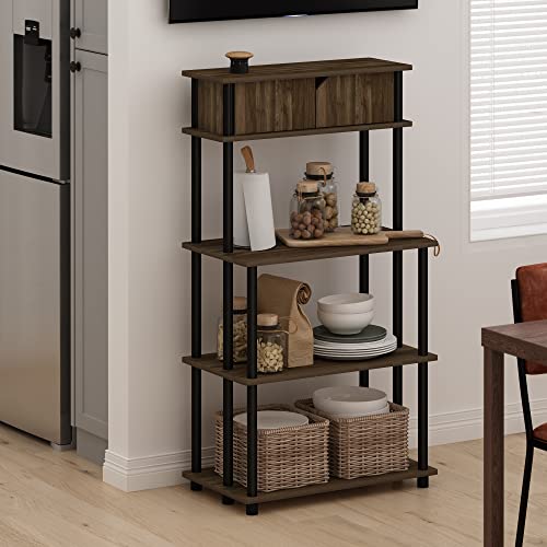 Furinno Turn-N-Tube Kitchen Storage Shelf with Top Cabinet for Kitchen, Dining Room and Home Office, Columbia Walnut/Black - image 3