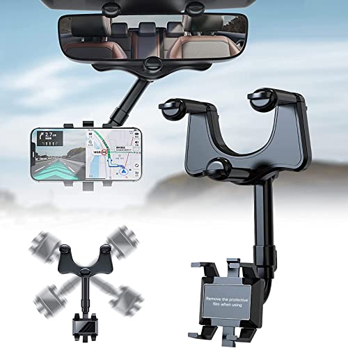 XCWTBL Voiture Support De Téléphone Rétroviseur Montage, 360multifunctional Adjustable Universal Phone Holder,pour La Navigation sur Support De Téléphone Portable GPS Rotatif Et Rétractable