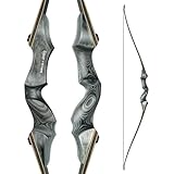 Black Hunter Takedown Longbow, GLURAK 60' Wooden Archery Bow Hunting Bow - Left Hand Bow for Beginner Training Practice, 40lb