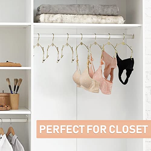 Exttlliy Metal Underwear Bra Rack Durable Fashion Children Clothes Hangers Hook Lingerie Shop Display Hanger With Clips (Gold, 10Pcs) #TOP2