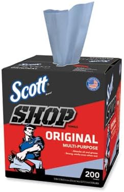Scott Kimberly-Clark 75190-8PK Blue Shop Towels, 10" x 12", Box of 200, 8 Pack