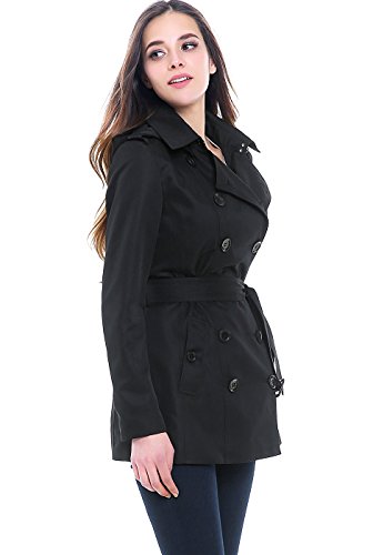 BGSD Women Tori Waterproof Hooded Short Trench Coat Black Small - Thumbnail 4