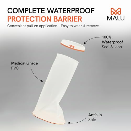 Image of 100% Waterproof Leg Cast Cover for Shower & Bath | Resuable Adult Cast Protector with Anti-Slip Bottom | Cast Covers for Shower Leg | Waterproof Shield for Showering After Surgery