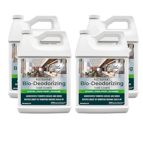 Restaurant Bio-Deodorizing Floor Cleaner Heavy Duty Commercial Concentrated Enzyme Degreaser and Odor Eliminator for Use in Mopping Bathroom, Kitchen, and Dining Room. Removes Grease and Urine Odors. (4)