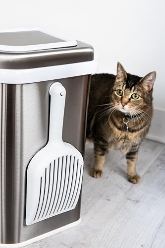 Image of Ubbi Pet Cat Litter Scooper, Ergonomic Handle, Durable Plastic Litter Scoop for All Litter Types, Easy-Clean Design, White