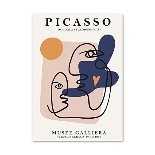 Picasso Ansiktsmålning för kvinnor Abstrakt Konstverk Affisch Tryck Vintage Canvas Väggkonst Galleri Vardagsrum Bilder Väggkonst Dekor 60 × 90 cm Ingen ram