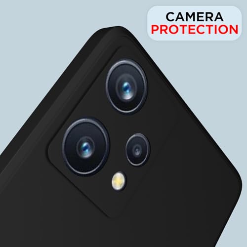 Image of Pikkme Back Cover for Realme 9 Pro Plus 5G /Realme 9 4G | Slim Soft Matte Silicone Cover with Camera Protection & Shockproof Bumper Case (Black)