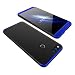 Produktbild JMGoodstore Hülle Kompatibel Huawei Honor 7X,+Panzerglas Displayschutzfolie,3 in 1 Ultra Dünn 360 Full Body Anti-Kratzer Hart PC Skin Glatte Rückseite Bumper Blau+Schwarz