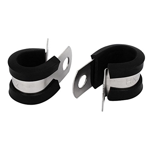 Aexit 12mm Dia Clamps EPDM Rubber Lined P Clips Cable Hose Pipe Clamps Strap Clamps Holder 2pcs