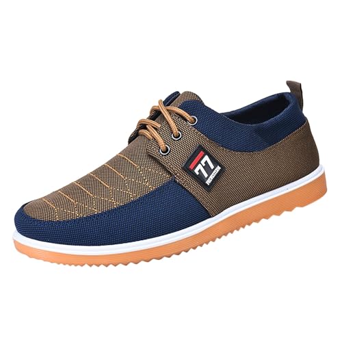 Zapatillas Hombre Planas Zapatos De Caminar Al Aire Libre Antideslizante Transpirable Ligero Retro Zapatillas Bajas Zapatos De Trabajo Cómodo, caqui, 43 EU
