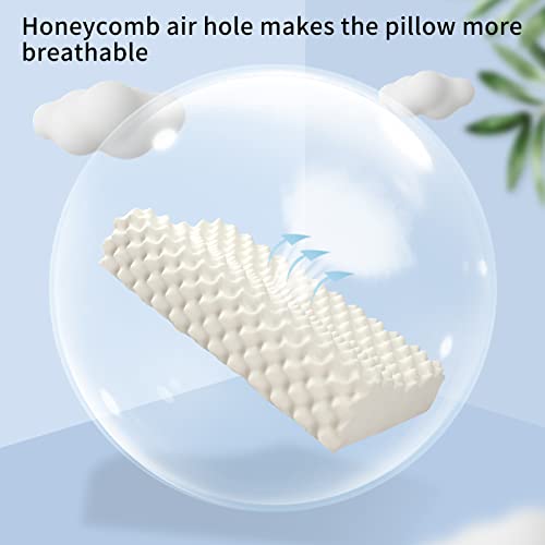 Reidio Natural Latex Pillow Bed Pillow For Sleeping Neck Pillow High & Low Double Curve For Back Side Sleepers Relief Neck Shoulder Pain With Removable Pillowcase #TOP4