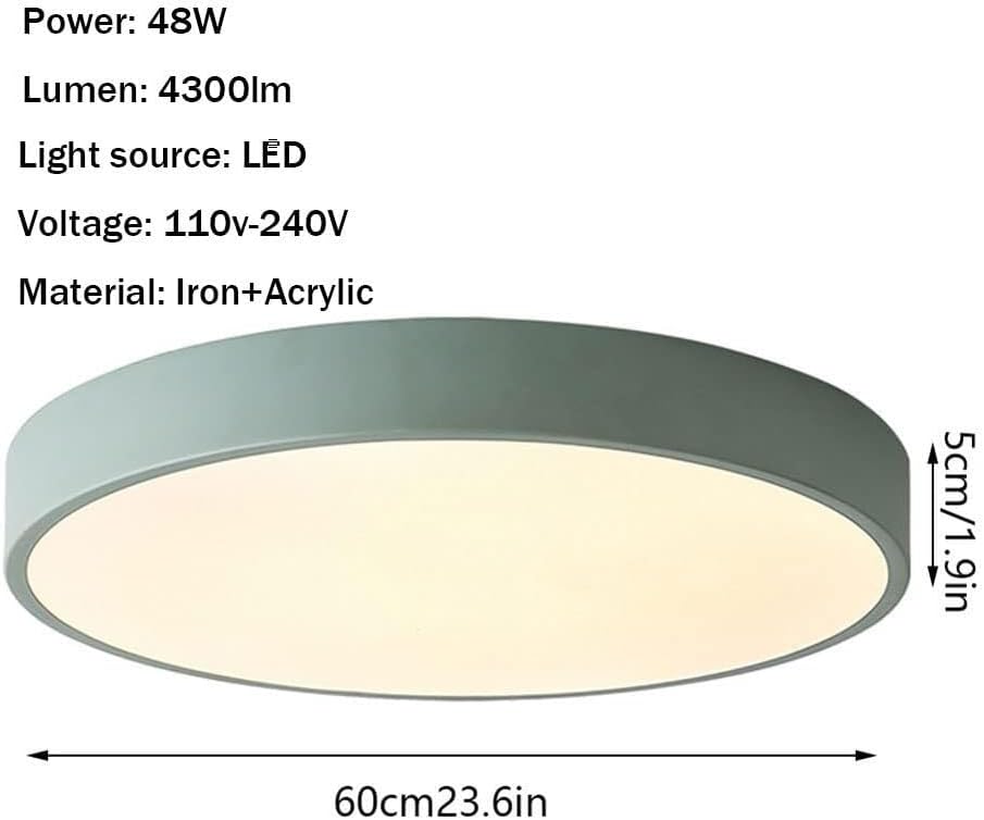 Chandelier, 11.8Inch Macaron Color Ceiling Light 5000K Daylight Round Flush Mount Home Decorative Ceiling Lamp Fixture 1.9" Thin Round Flat Panel Light Surface Mount for Kitchen, Bedroom, Laundry(YEL