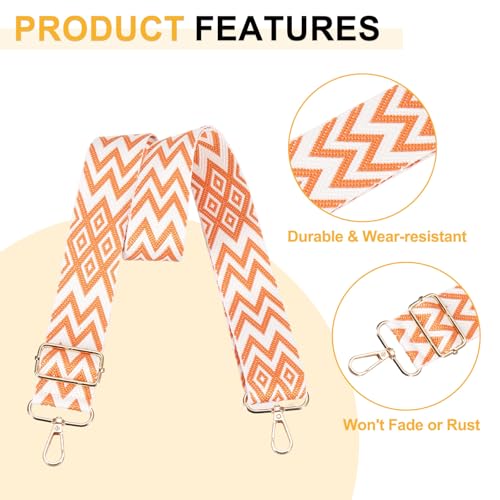 Image of PATIKIL 55in Purse Straps Replacement Crossbody, Bag Straps Crossbody Universal Adjustable Canvas Bohemian for Purses Handbags Guitar, Orange