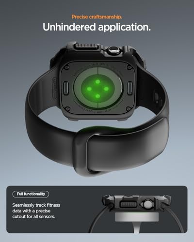 Image of Spigen for Apple Watch Series 11 Case, Rugged Armor Compatible with Series 11 /10 42mm Durable Protective TPU Flexible Shock Proof Military Grade Bumper - Matte Black