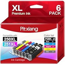 250 XL 251 XL Ink Cartridge - Compatible with Canon PGI-250XL BK and CLI-251XL BK C M Y GY, Replacing PIXMA MG6320 MG7120 IP8720 MG7520 Printer Ink cartridges 6 Pack