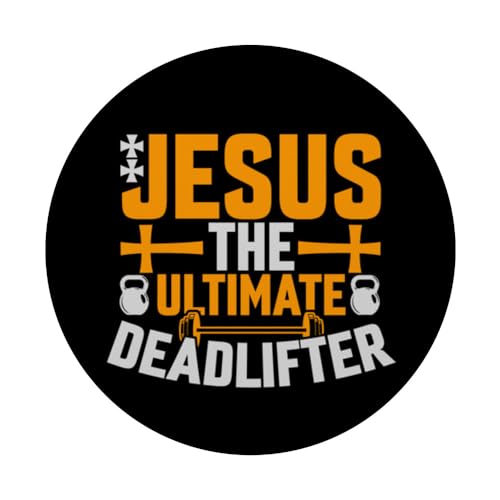 Jesus The Ultimate Deadlifter is Funny Jesus Lifting Gym PopSockets Swappable PopGrip, Black - Image 3
