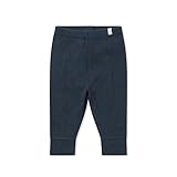 MORI Baby Unisex Premium Leggings in Ribbed Navy - Casual Stretchy Pants with Stylish Cuffs and Elastic Waist - Viscose from Bamboo and Cotton Blend - 12-18 Months